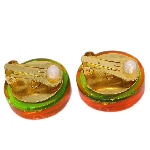 Chanel Button Earrings Clip-On Pink Acrylic 97P - Picture 3 of 4